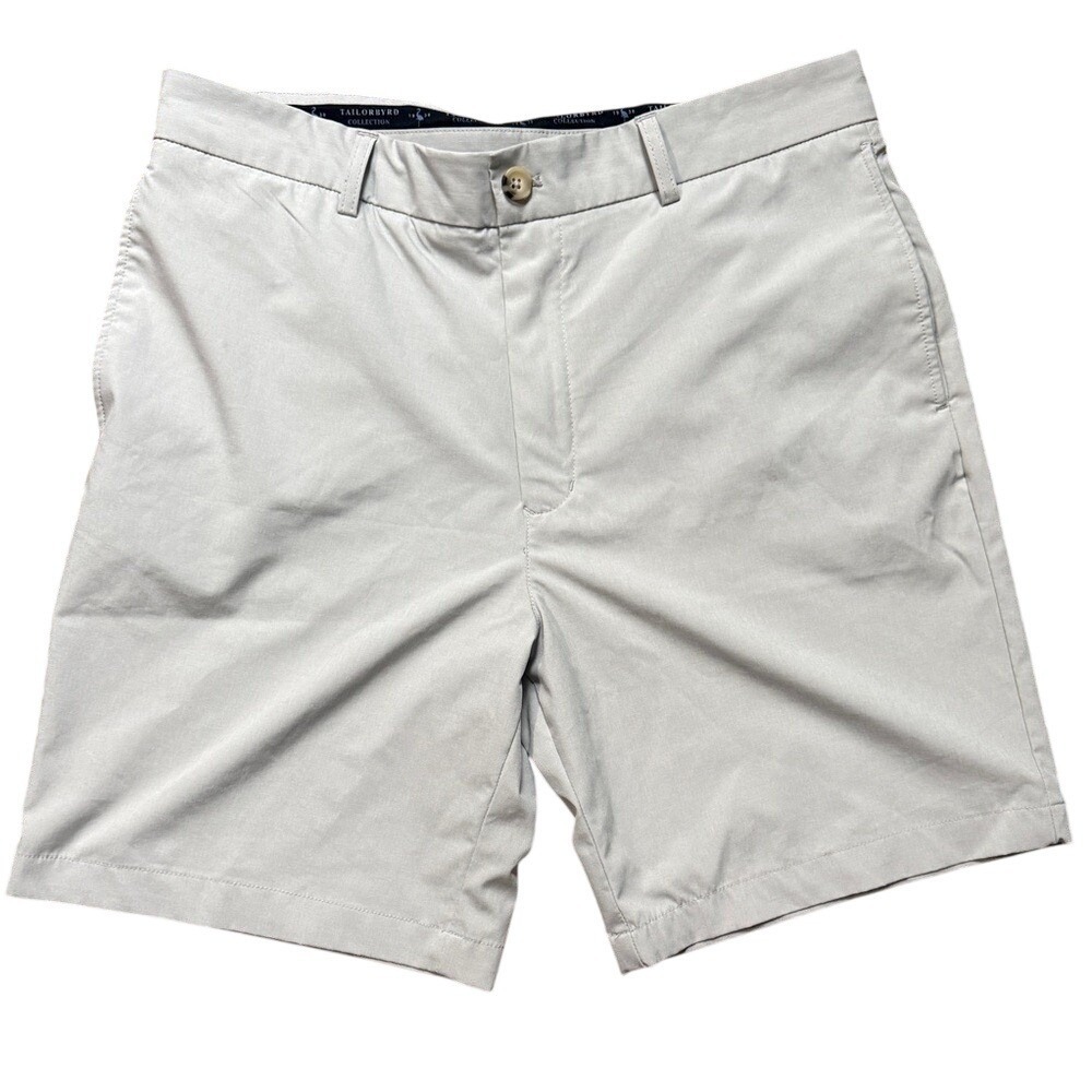 TailorByrd Light Grey Performance Shorts 33 Preppy Coastal Luxury Minimalist